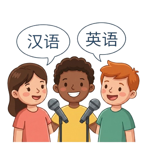 Children conversing joyfully in a localized classroom immersion environment